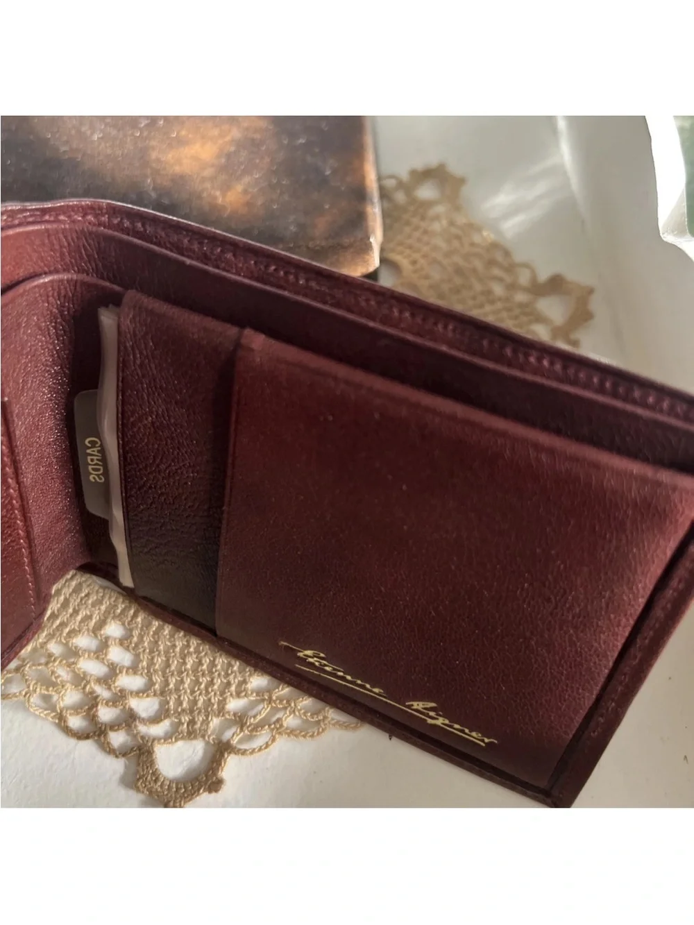 Vintage NOS Etienne Aigner Brown Leather Bifold Wallet 4x3 Credit Card Case, Box